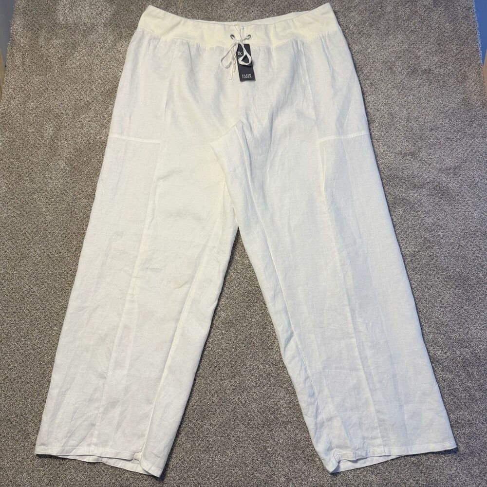 Eileen Fisher Organic Linen Wide Leg Minimalist Quiet Luxury Pants Women’s 2X